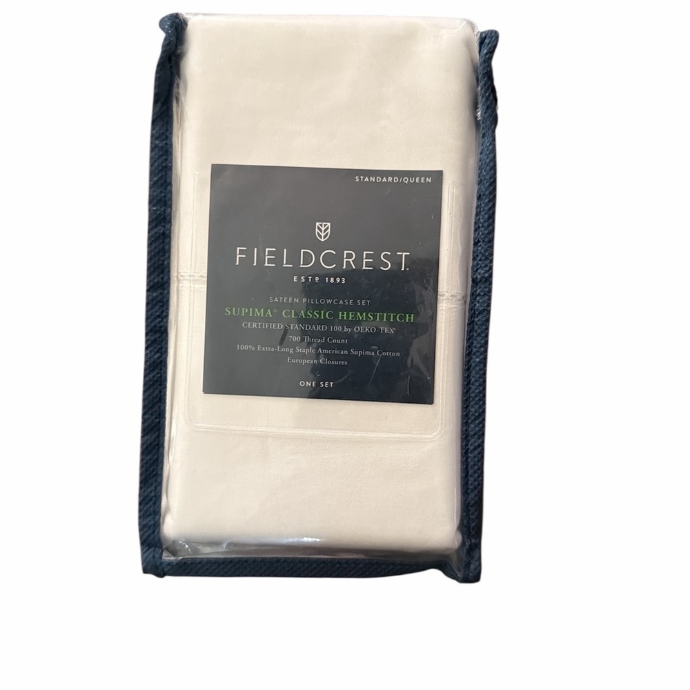 Fieldcrest Supima Classic Hemstitch Pillow Case Set off white/white